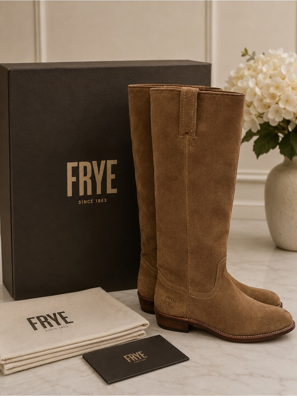 Frye Women's Tall Suede Riding Boots in Chestnut Brown